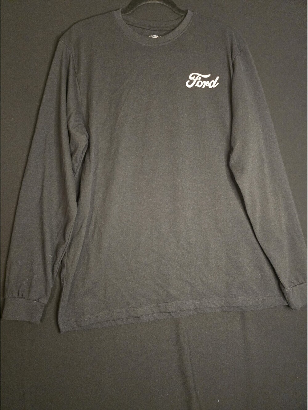 Buckhorn River Ford Men's Black Long Sleeve T-Shirt American Flag, Size L